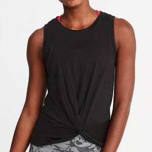 Old Navy Black Twist Hem Cropped Tank Top
